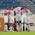 Al Shamal players celebrate after scoring a goal against Al Arabi at the Al Khor Stadium on Saturday.